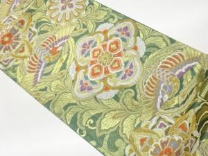 華紋・鳳凰に唐草模様織出し袋帯